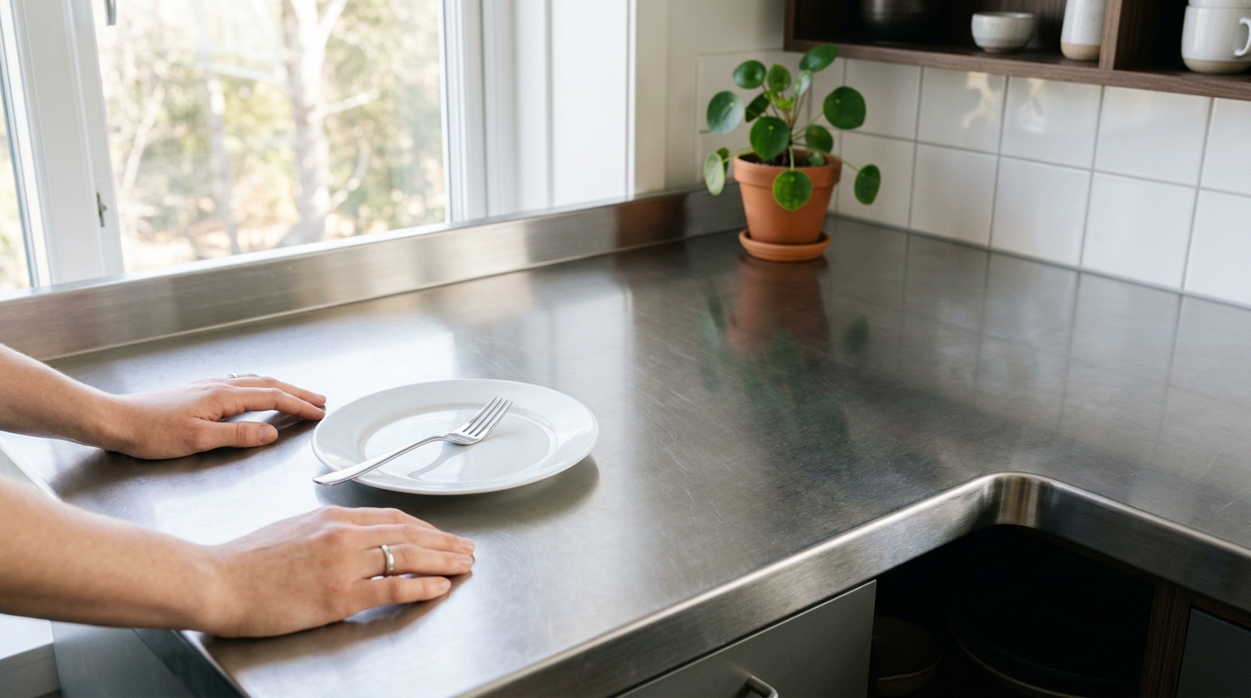 Pia da cozinha limpa e arrumada sem louça acumulada